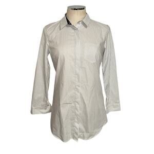 Jil Sander Women's Collared Striped Button-Up Shirt in Blue/White Size 36